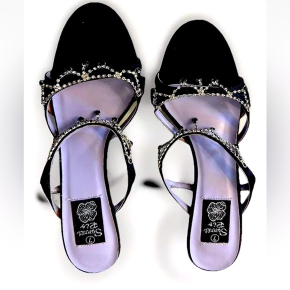🪩SUMMER RIO🪩 DANGELING RHINESTONE STRAPPY SLING BACK 4” HEEL SANDALS NWOB - Picture 3 of 7